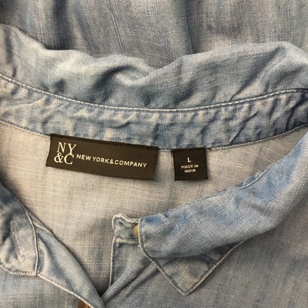 New York & Company Chambray Utility Romper Size L NWOT - Picture 8 of 16